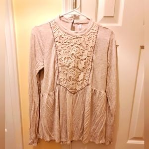Cream Lace Long Sleeve Top